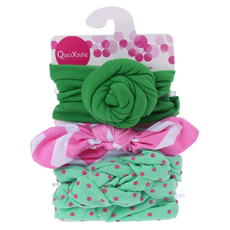 Conjunto de 3 unidades de lazos florales para bebé, diadema con lunares y lazo, diademas de algodón para niña, accesorios para el cabello para niña: 3