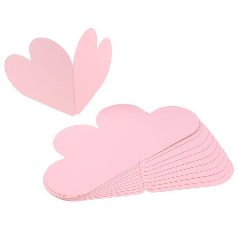 10pcs Heart Shape Folding Greeting Cards Lovely Small Message Card for Valentines Day Thanksgiving (Pink)