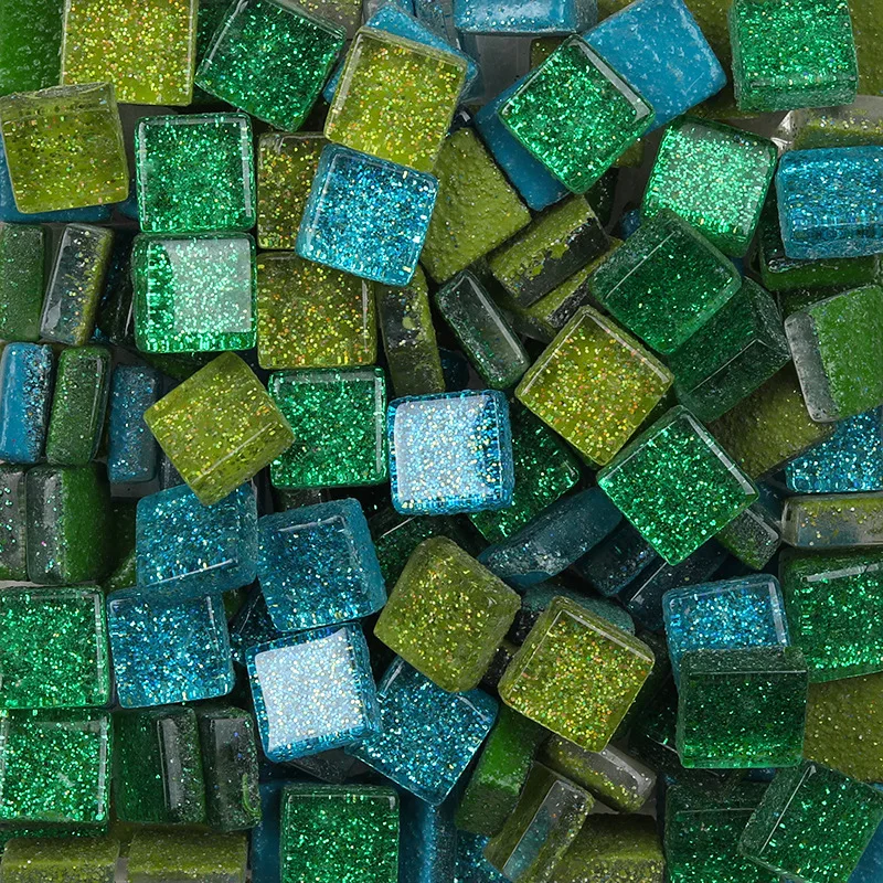 50Stck Diy mischen Farbe funkeln Glas Mosaik Steine Mosaik Fliesen Glas Kiesel Handwerk Material Puzzle Für Diy Mosaik, Der 10*10mm: 14