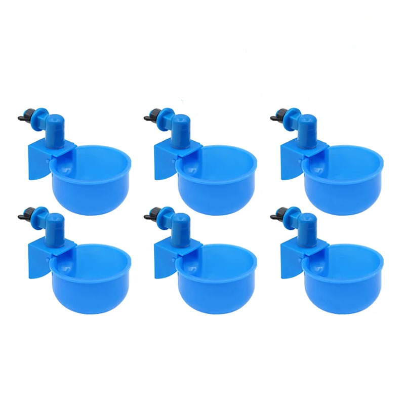 Bebedero para pollos, taza para aves de corral, bebedero automático para pollos, bebedero de plástico para aves de corral, alimentador de agua potable para pollitos y patos, 6 uds.: Blanco