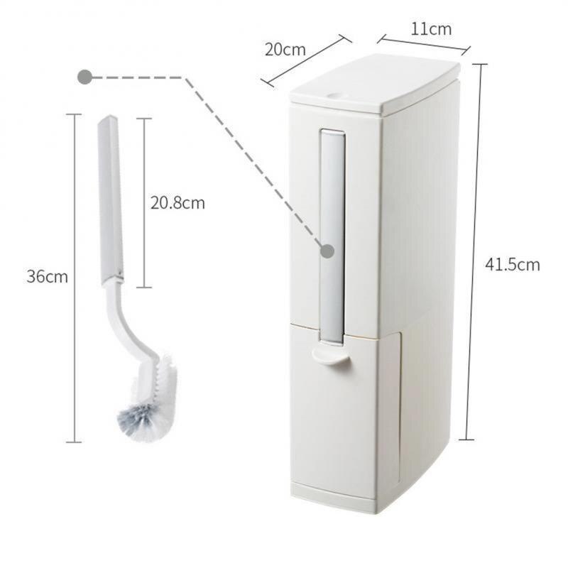 2 In 1 Smalle Prullenbak Wc Borstel Set Creatieve Badkamer Plastic Afval Bin Vuilnisbak Keuken Vuilnis Emmer Prullenbak dustbins: Ivory white