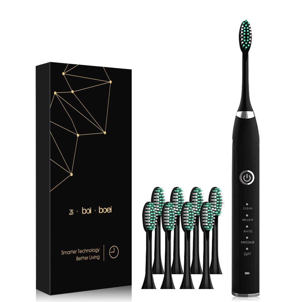 [ZS] Quiet 5 Modes for Adults Sonic Electric Toothbrush Rechargeable IPX7 Washable Soft Bristle Replacement 4 Brushes Heads: A4H101-2