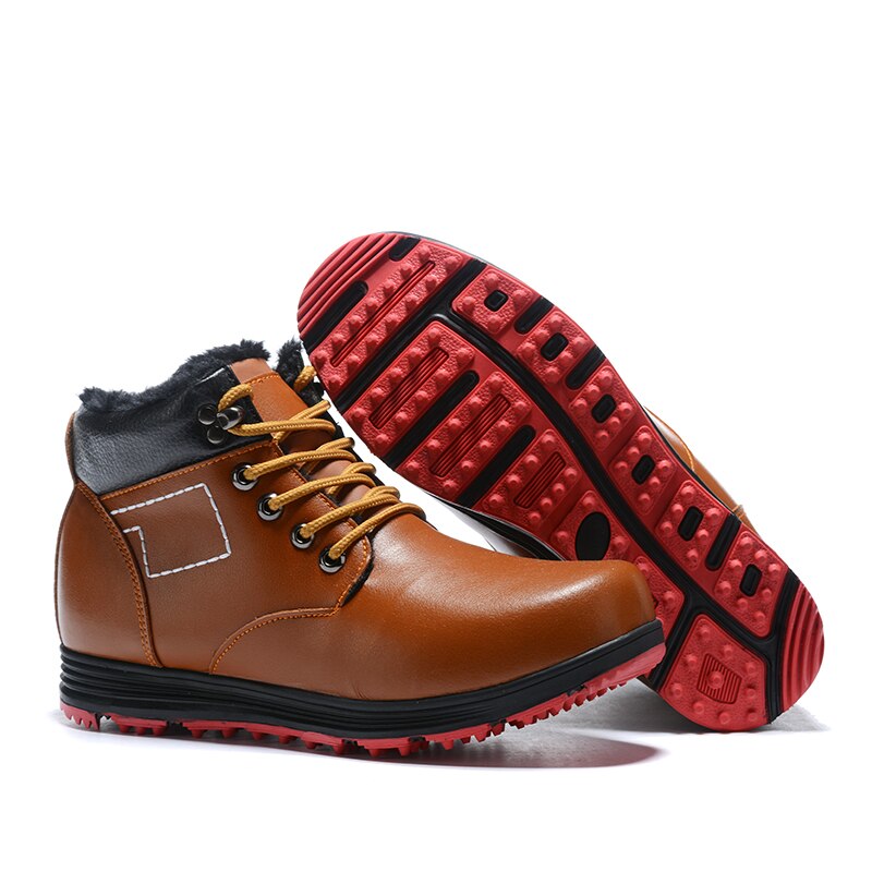 Golf Shoes Men Waterproof Leather Golf Shoes Warm Fur Man Sports Shoes High Top Golf Trainers for Mens Walking Shoe