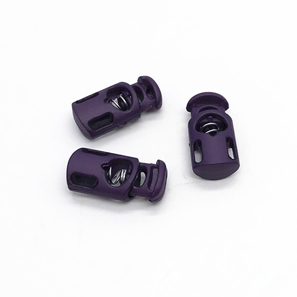 50Pcs Candy Colors Cord Lock Single Hole Drawstring Spring Cord Stopper For Paracord Garment Shoelace Rope Parts: purple 