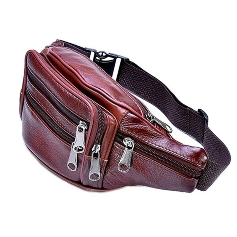 Homens pu cintura cinto saco hip bolsa de viagem carry on bolsa bolsa de alta qualidade ao ar livre esporte moda couro zíper cintura saco: red brown