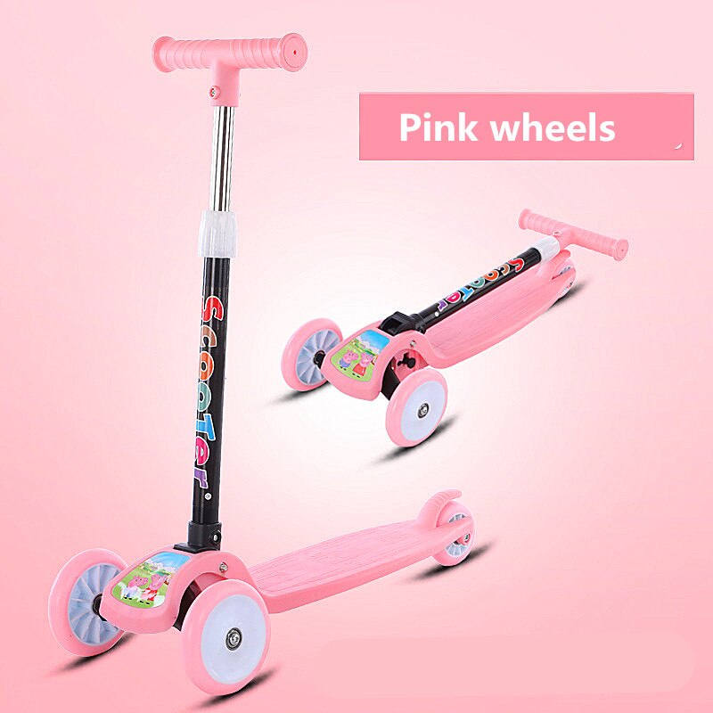 Kinderen Kick Scooter Opvouwbare Aluminium Skateboard 3 Wielen Kids Verstelbare Scooter Oefening Speelgoed Scooter Voor Jongens Meisjes: pink wheels