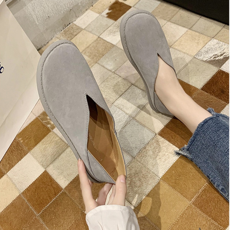 Læder loafers kvinder fritidssko lavvandede mokkasiner blød rund tå fodtøj slip-on kvinder flats brune sko kvinde str. 35-39