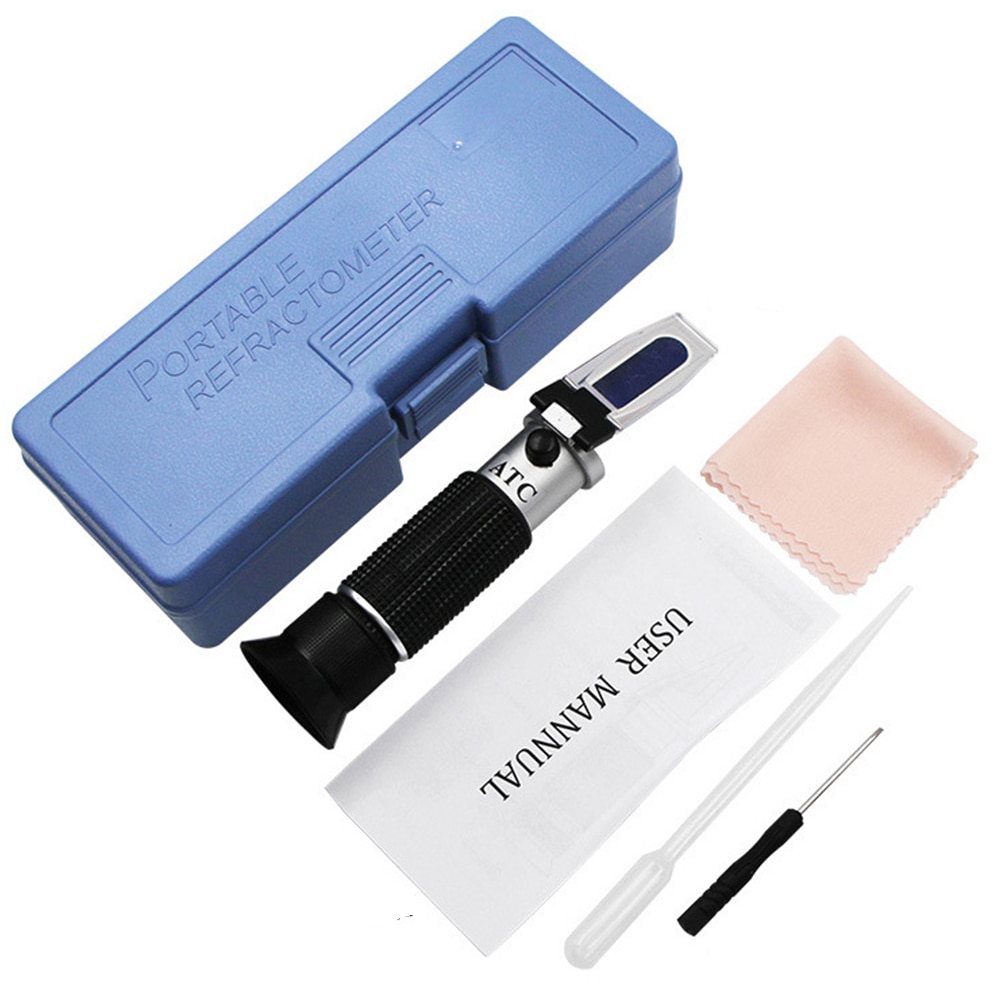 Handheld Brix Refractometer Food And Beverage Sugar Content Detection Portable 0-32% ATC Refractometer With Plastic Retail Box: Default Title