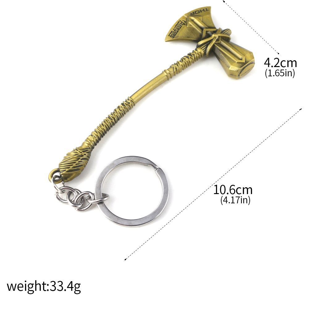Thor Hammer Metall Schlüsselanhänger Film Schmuck Schlüsselanhänger Cosplay Stütze Schlüsselhalter für Fans Tasche Ornament Auto Anhänger: Gold