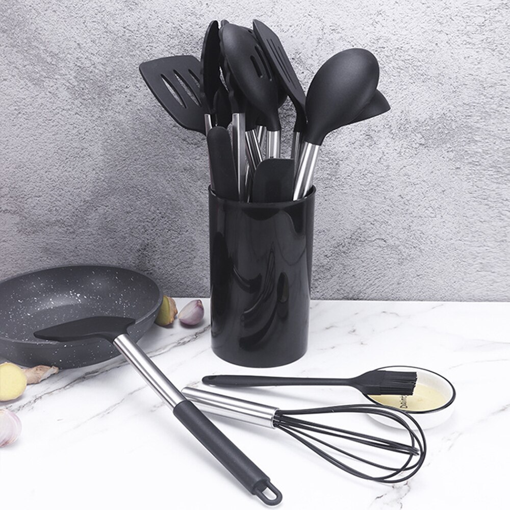 Kitchenware Sets Non-stick Pot Silicone Spatula Kit Gadget Spatula Tongs Ladle Utensils Food Grade Multifunction Cookware