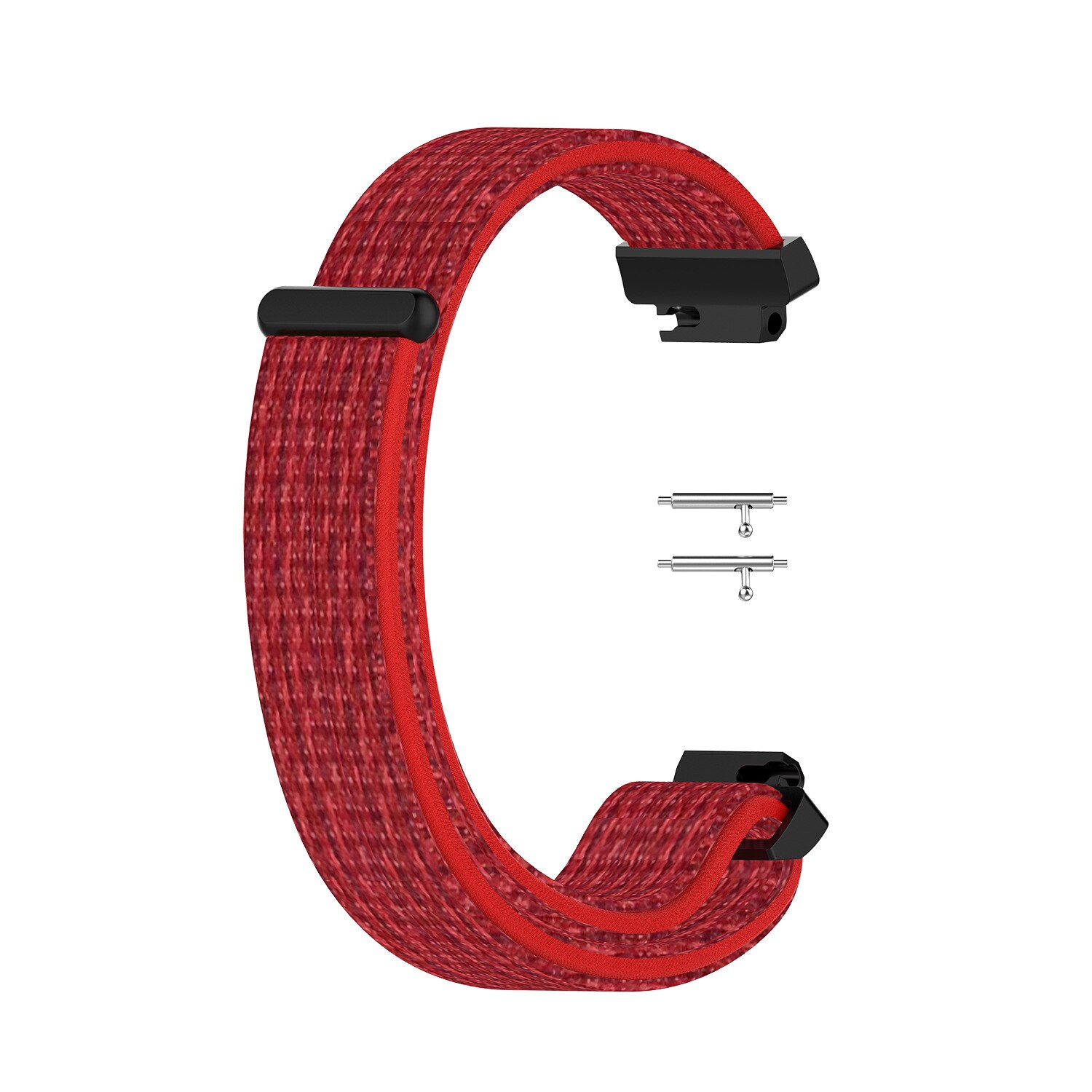 Zachte nylon loopbackband, geweven klittenband polsband, horlogeband voor fitbit inspire hr/inspire smartwatch: Rood
