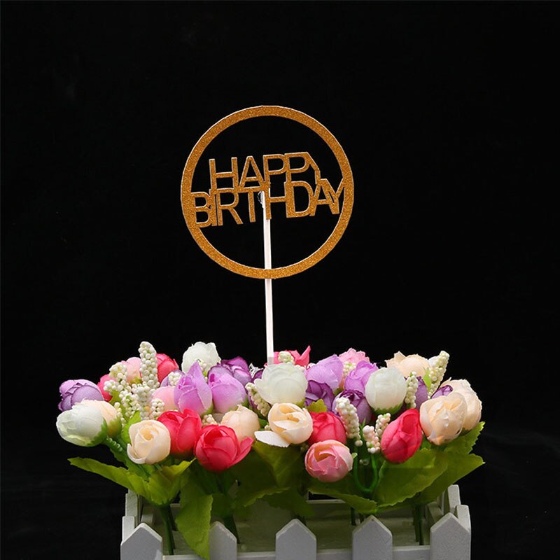 diversa brillante Feliz cumpleaños 1 pieza acrílico dorado plateado Flash Cake Topper Insertar tarjeta para pastel decoración para de cumpleaños