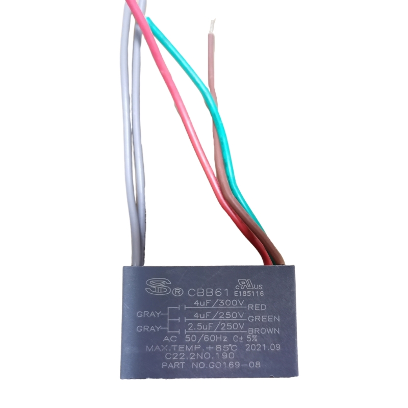 Ceiling Fan Capacitor CBB61 4.5+6+5UF 4.5+6+6UF 5+5+5UF 4+4+2.5UF 4+5+6UF 5 Wire 250V 50/60Hz Motor Running Capacitor: black