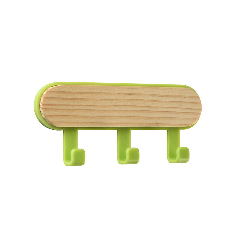 Perchas de madera para colgar en la pared, accesorios de decoración del hogar, de almacenamiento para colgar ropa perchero, llavero: green - 3 Hooks