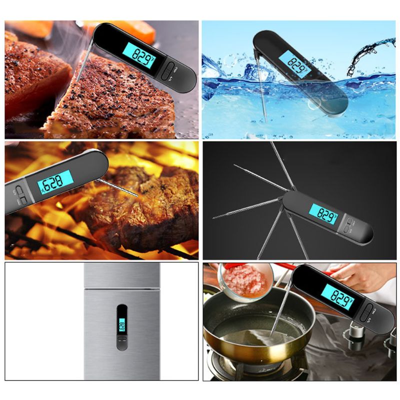Instant Read Folding Digital Thermometer Probe Food Barbecue BBQ Meat Kitchen 37MB