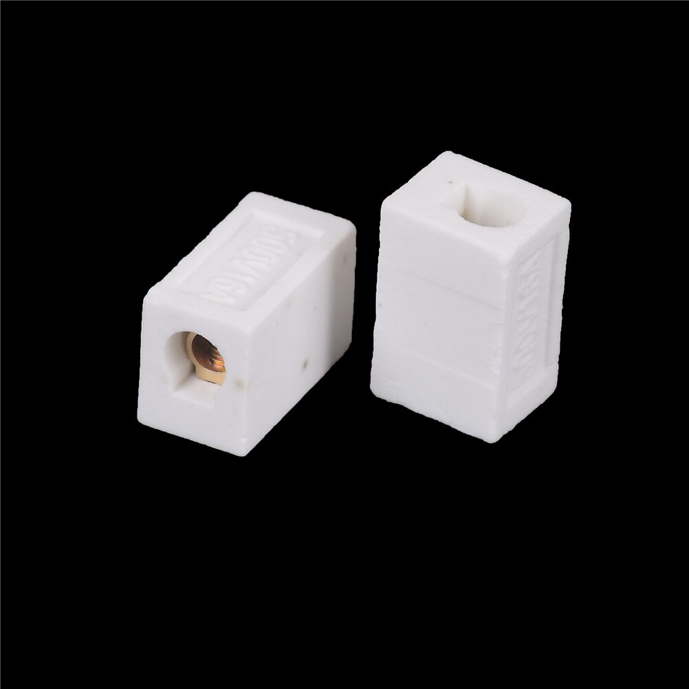2 Pcs Ceramic Terminal Block 30A 1Way 2 Hole Connector Porcelain Ceramic Terminal Blocks Ceramic, Bronze