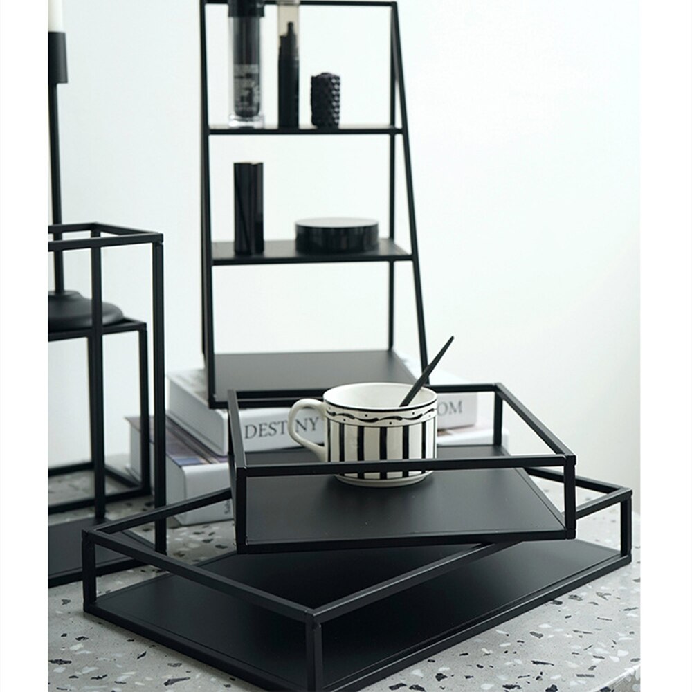 Luxury Storage Racks Geometry Tray Kitchen Bathroom Decorations Storage Tools Accessories 3 Tiers Iron Frame Perfume Holders