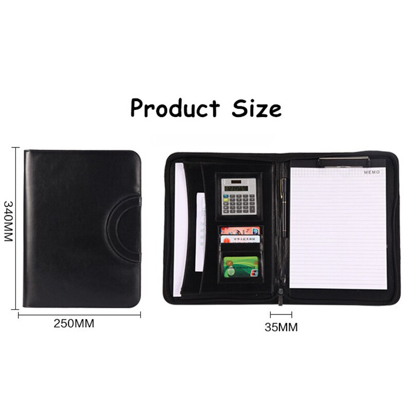 Wielofunkcyjny segregator A4 teczka miękki PU skórzany przenośny dokument biurowy Organizer teczka z kalkulatorem artykuły biurowe