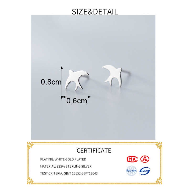 INZATT prawdziwe 925 szterling srebro minimalistyczny ptak stadniny kolczyki dla kobiet mody słodkie biżuterii akcesoria dla zwierząt prezent