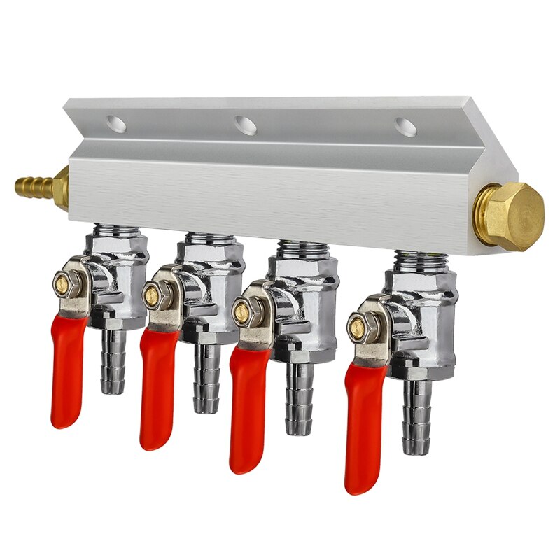 4 Way Co2 Gas Distribution Block Manifold With 7Mm Hose Barbs Homebrewing Draft Beer Dispenser Keg: Default Title