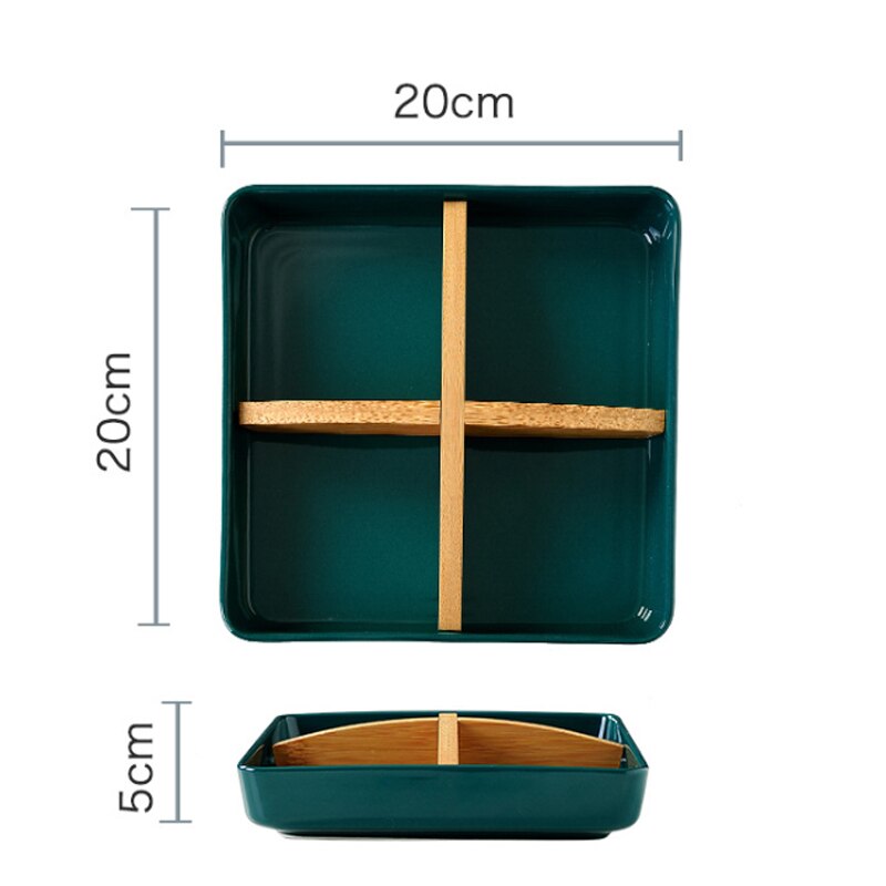 Scandinavische Stijl Keramische Snack Tray Multi-Raster Fruitschaal Gedroogd Fruit Moer Plaat Voedsel Lade Dessert Opslag Trays Keuken organizer: B-1