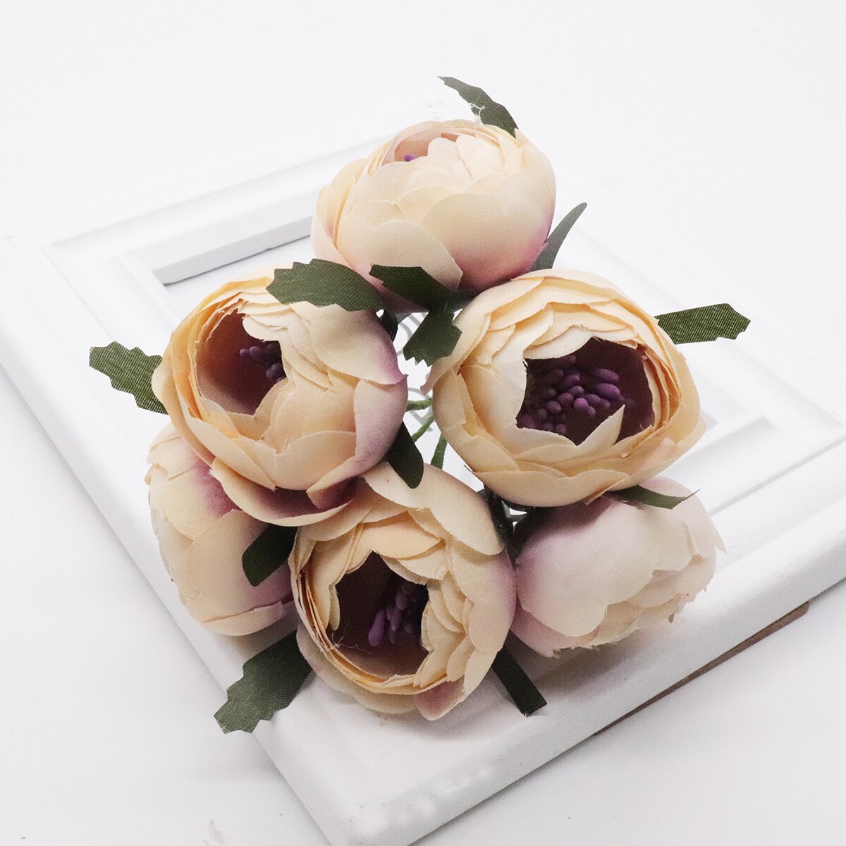 6 st/lot konstgjord ros sidenblomma pionblommor bröllopsbukett bröllop brudinredning rosblommor för gör-det-själv scrapbooking: 5