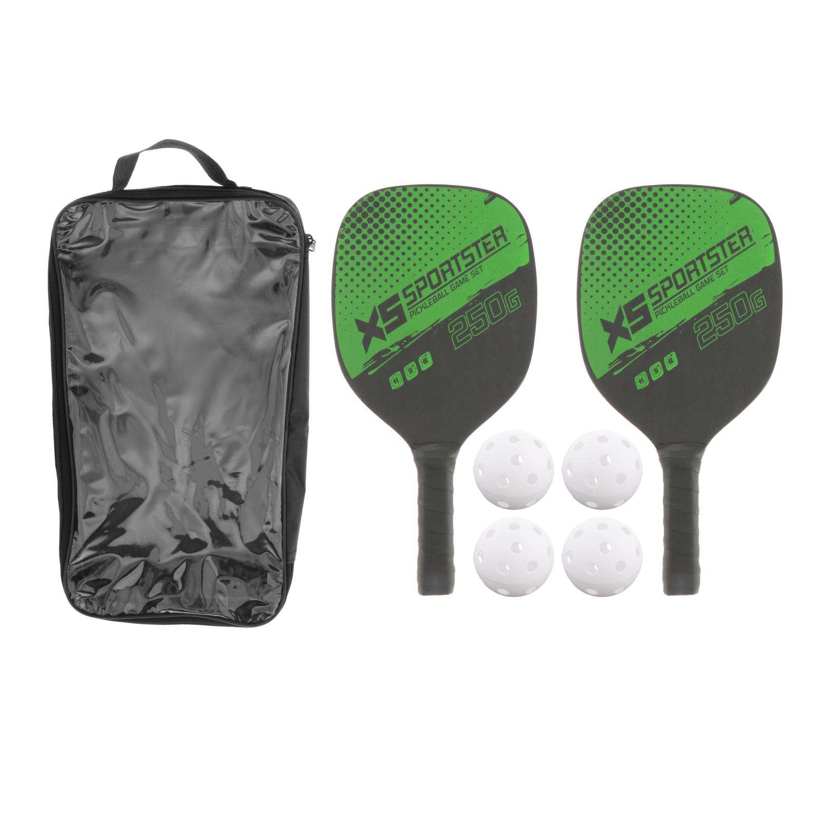 Deluxe Pickleball Paddles Set Includes 2 Rackets 4 Balls And Portable Bag