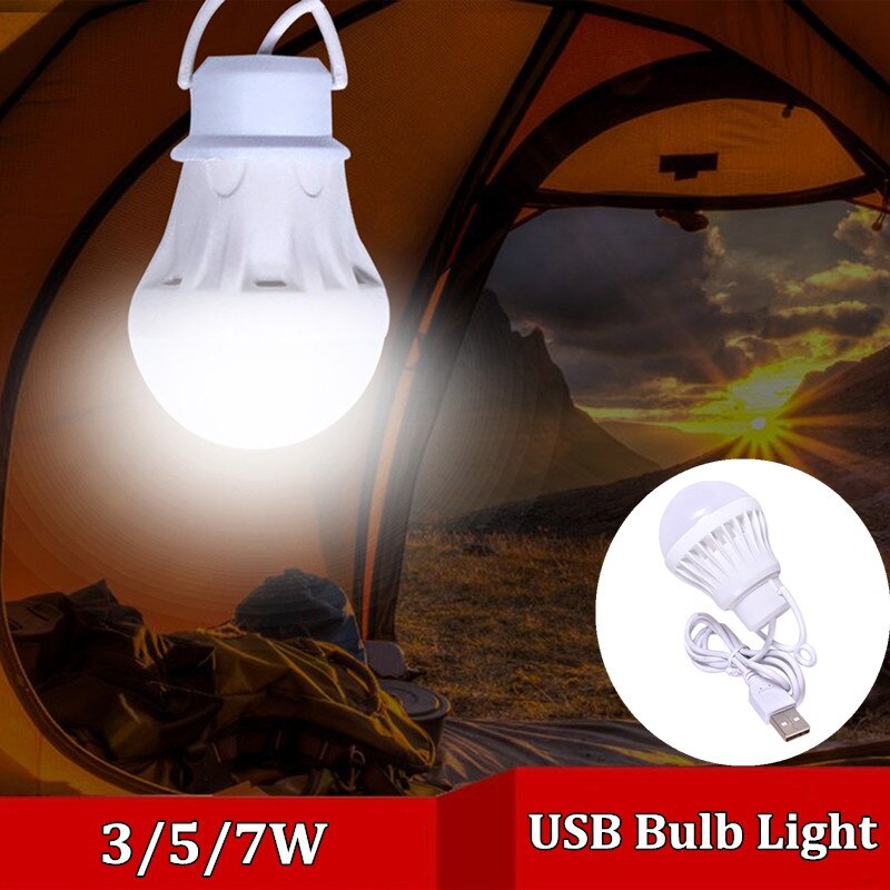 Linterna portátil, luces de campamento, Bombilla USB, 5W/7W, potencia exterior, Camping, Multi herramienta, LED de 5V para tienda, Camping, equipo, senderismo, Lámpara USB