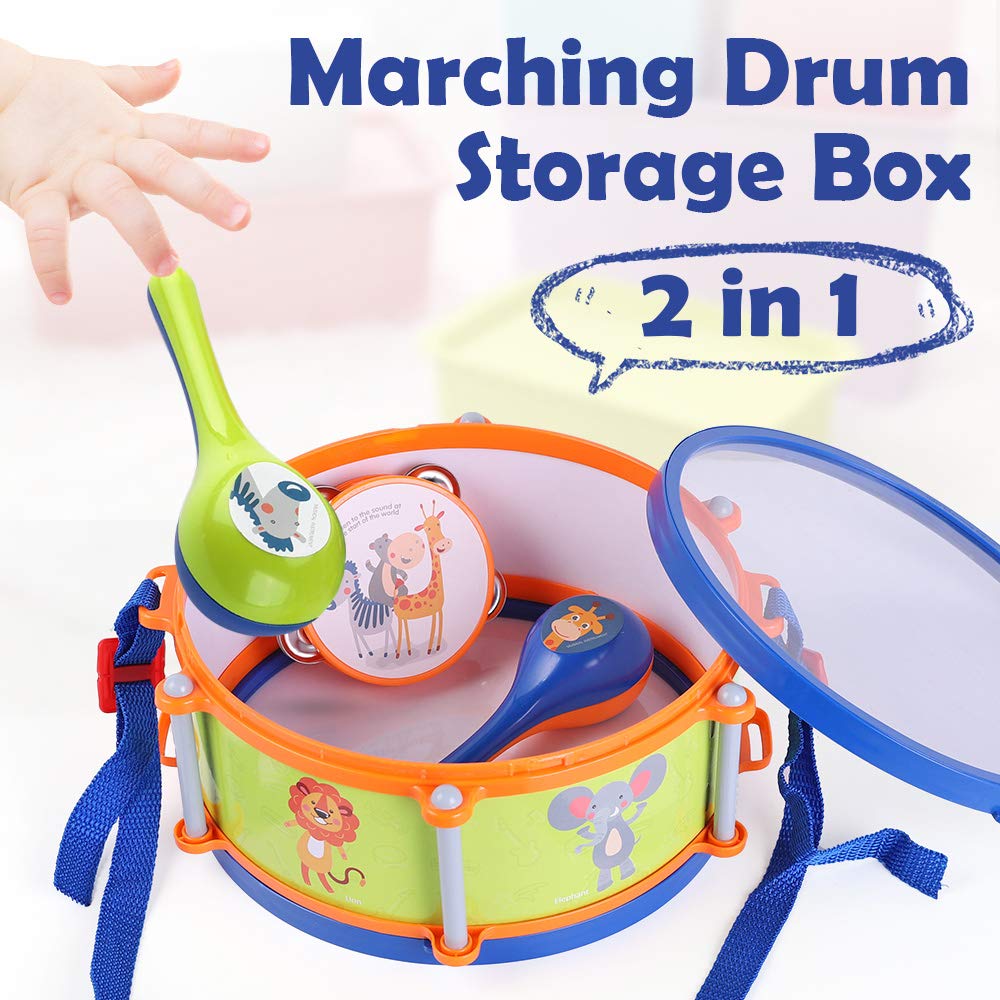 Peuter Muziekinstrumenten Speelgoed Kinderen Drum Set Trompet Harmonica Maraca Voor 2 3 4 5 6 Jaar Oud baby Jongens Meisjes