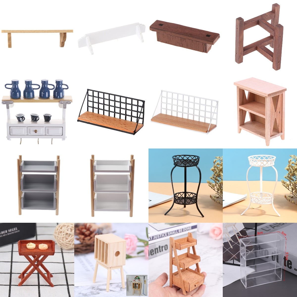 Multi Dollhouse Mobili di Vendita Ripiani In Miniatura di Legno Libro di Frutta Verdura Cremagliera Bambini Pretend Toy 1:12 Accessori Casa Delle Bambole