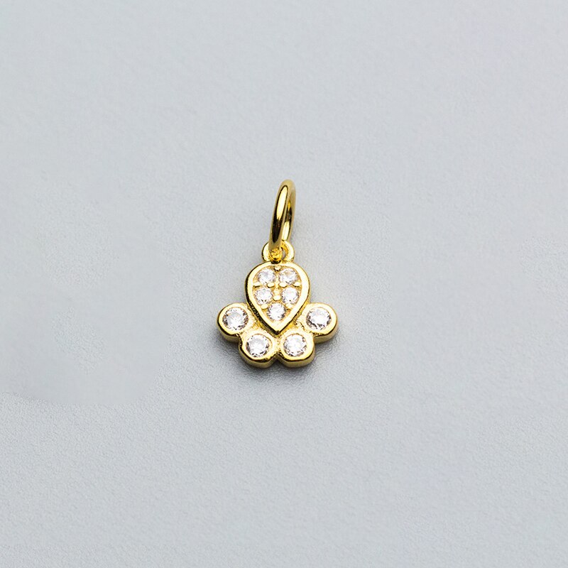 MEETSOFT simpatici animali in argento Sterling 925 cane zampa di zircone Charms per fai da te fatti a mano gioielli raffinati collana braccialetto accessorio chic: AY1175G