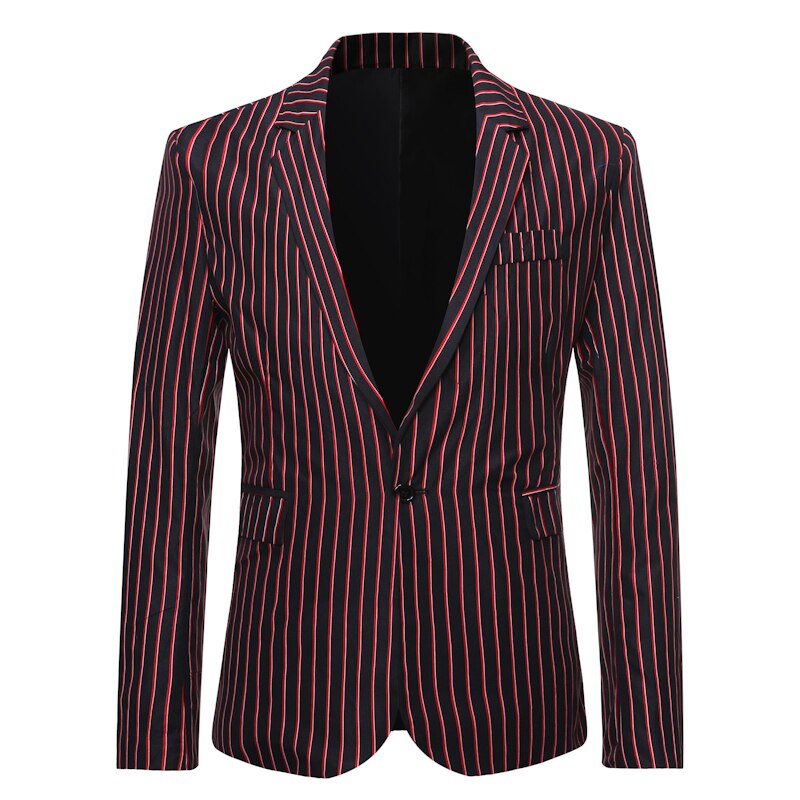 Vertical Striped Blazer Jacket Men Brand Slim Fit Blazers Men Suits Business Formal Dress One Button Blazer Masculino