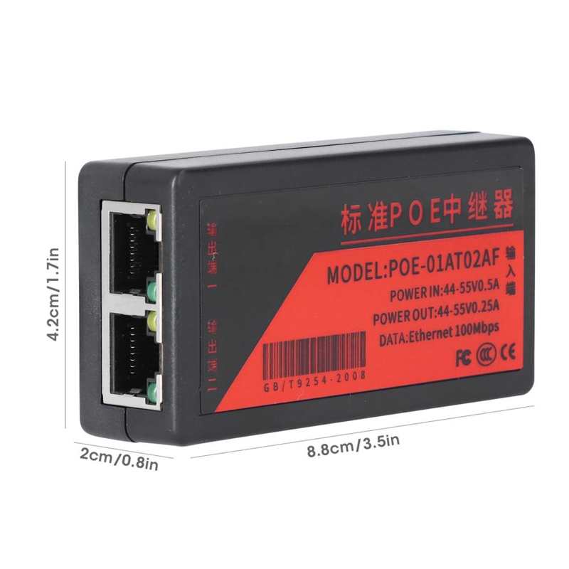 2 Port POE Extender 100Mbps with IEEE 802.3af Standard for NVR IP Camera AP IP VOICE POE Extend 0-350 meters for POE Range