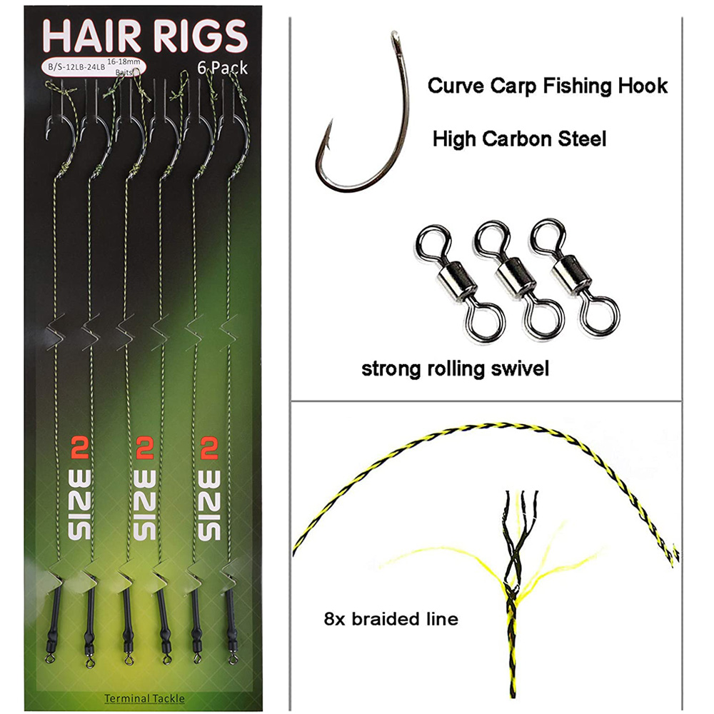 24/48Pcs Ready Made Carp Rigs Barbed Fishing Hook Link with Braided Line Tied Rigs Feeder Leader Carp Fishing Tackle