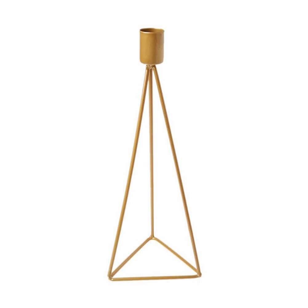 Candelabro triangular geométrico para decoración del hogar, para fiestas, restaurante, romántico, iglesia, estilo nórdico europeo, adorno de hierro, Vintage: Gold L