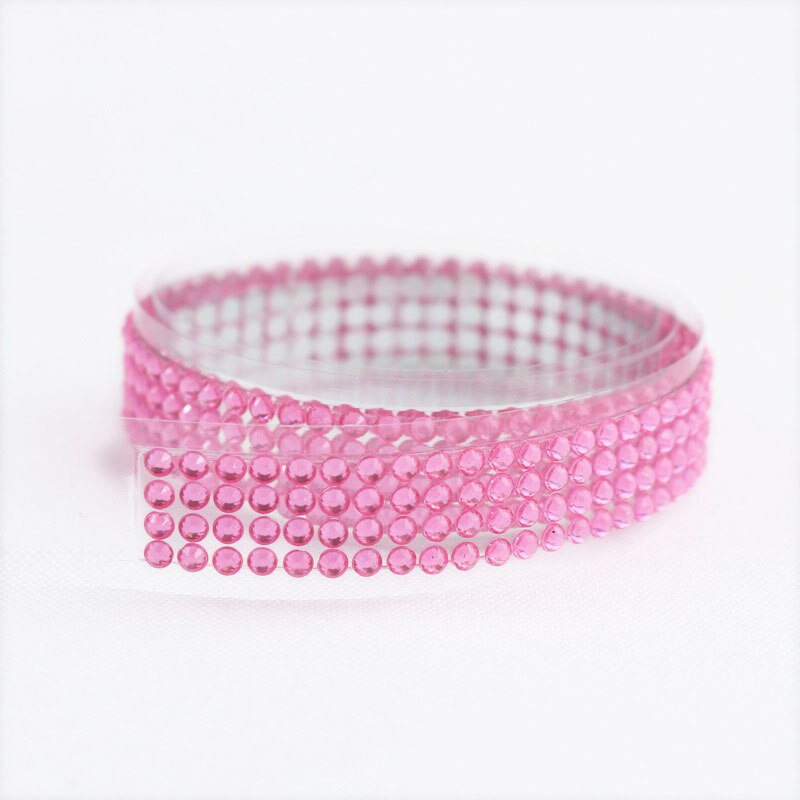 Kristall färgglad akryl strass rull klistermärke självhäftande band tejp klistermärken för scrapbooking dekoration konst självhäftande leverans: Rosa