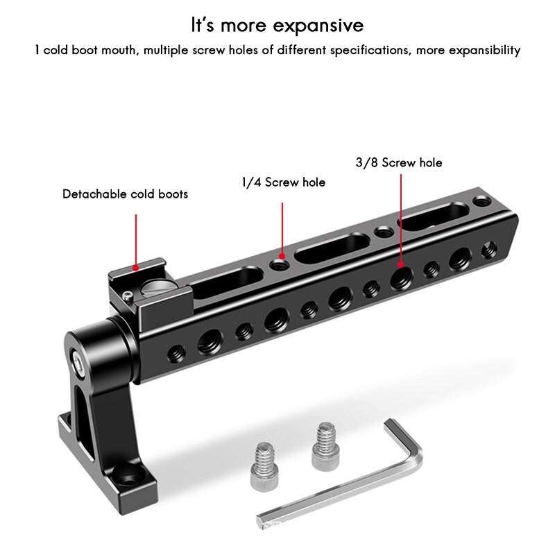 Camera Handgreep Met 1/4 Inch 3/8 Inch Schroefdraad Gaten Universele Koude Schoen Uitbreiding Monitor Microfoon Led Licht