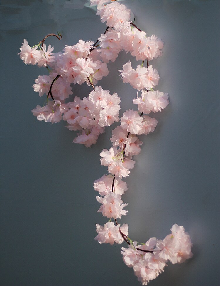 Flores artificiales de cerezo de mimbre Sakura de 180cm, guirnalda colgante de pared de vid y Flor de seda para decoración de hogar o boda