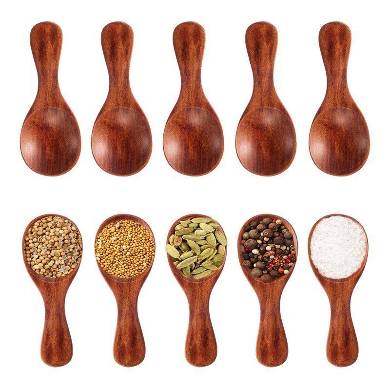 30 Pack Wooden Salt Spoon Mini Wood Spoon with Short Handle,Perfect for Jam,Condiments, Seasoning,Honey,Coffee,Tea