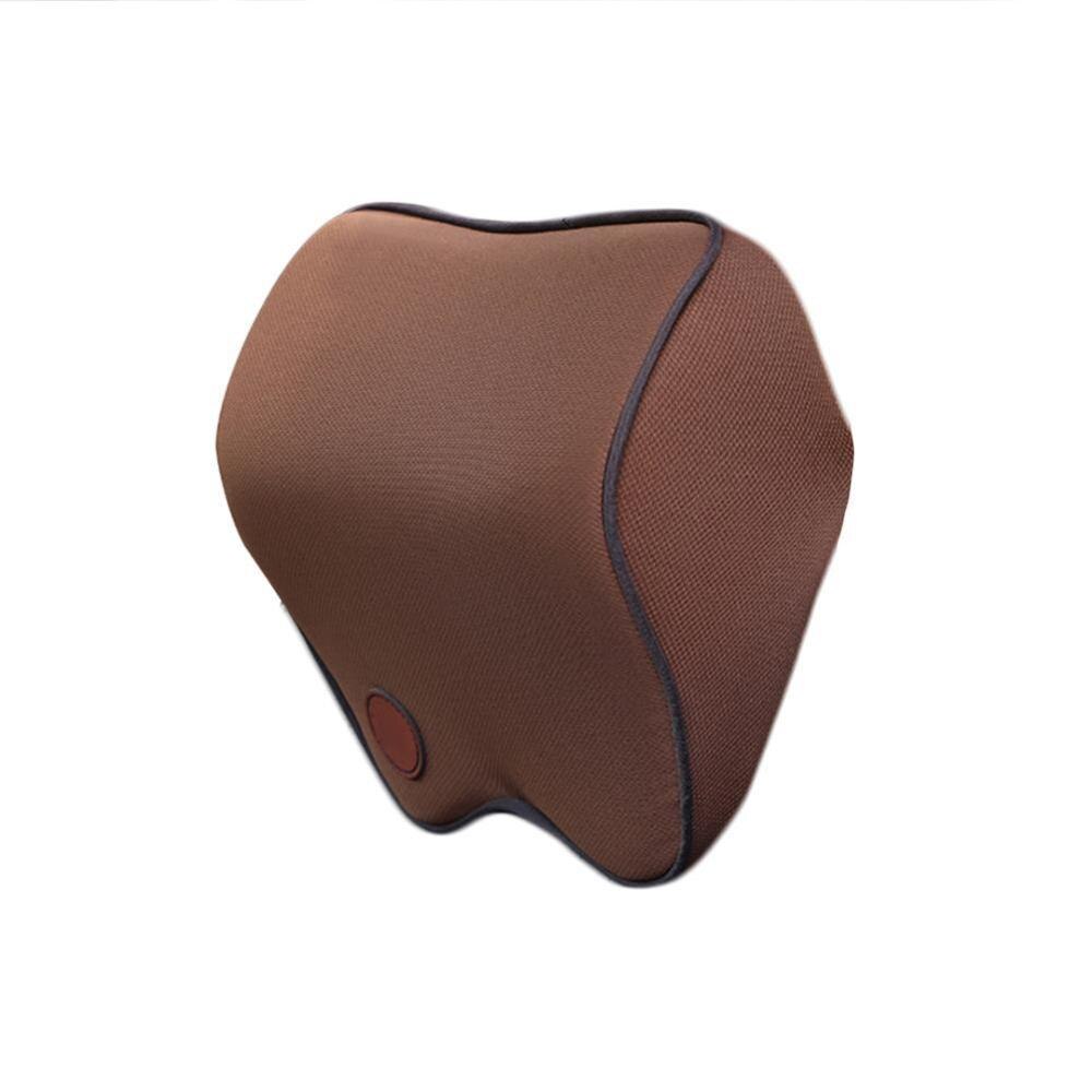 Bil nakkepude 3d memory foam hovedstøtte bil bil nakkepuder fyldt fiberpude til rejsestøtte tilbehør til bilsæde: Brun