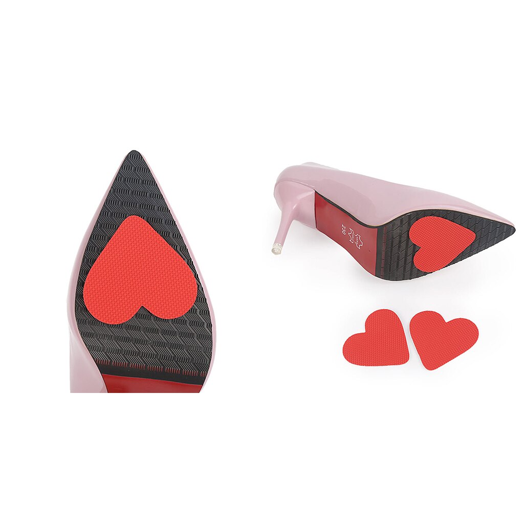 Protectores de suela de zapato antideslizantes para mujer, almohadillas de agarre a prueba de deslizamiento, corazón rojo, 6 pares