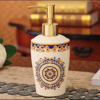 Soap Dispensers Ceramic Emulsion Dispensing Bottle Preser Portable Soap Dispensers Perfume Hand Shower Gel Shampoo Bottle 400ML: Style 2