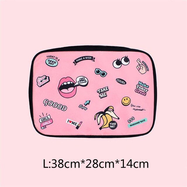 The Ms. Cosmetic bag Cute cartoon carry-on travel bag big mouth luggage bag clothing pull suitcase sorting bag Trav: 4