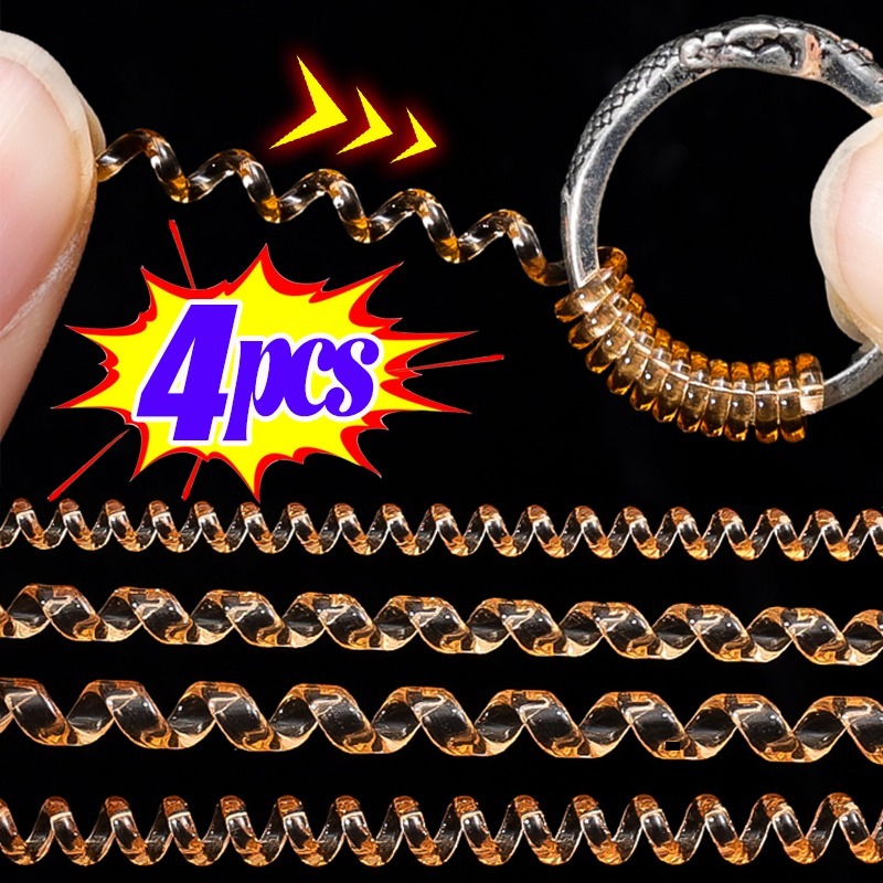 Herramienta reductora de tamaño de anillo, cuerda de resorte ajustable, sujetador elástico de resina, adecuado para todos los anillos, cortable, Invisible, cuerdas de protección sin costuras