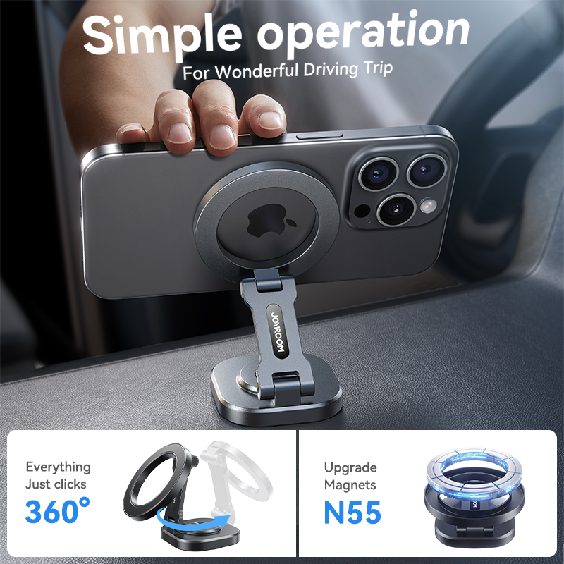Joyroom Soporte magnético para automóvil 24 Imán fuerte 360 ° Soporte de teléfono plegable con rotación para coche para iPhone 16 15 14 13 12 soporte para coche