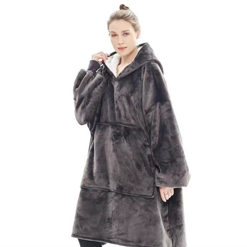 Winter Blanket with Sleeves Oversized Hoodie Fleece Warm Hoodies Sweatshirts Giant TV Blanket Hoody Robe: A4