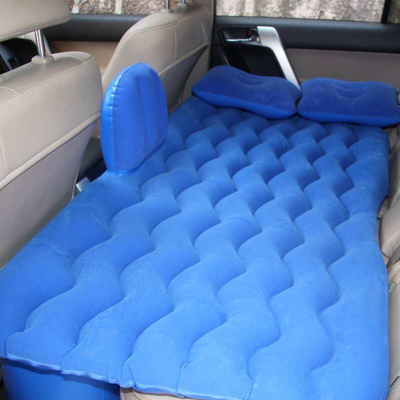 Foldbar bil luft oppustelig rejse madras seng til bil bagsædemadras multifunktionel sofapude udendørs campingpude: Blå