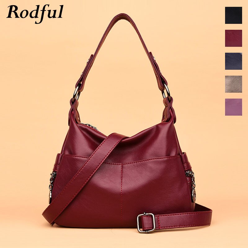 Casual female tote shoulder bag women's soft leather handbags ladies china black wine hand bag crossbody bags for women sac