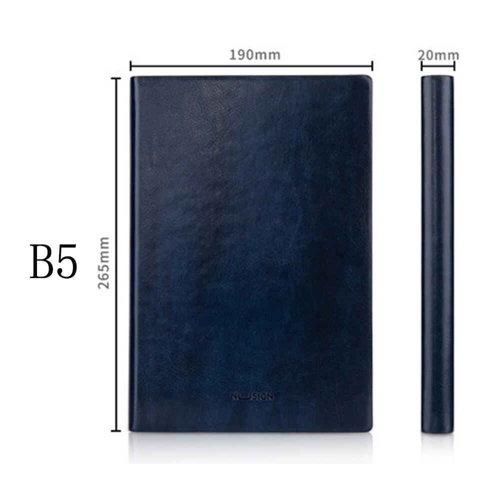 Nusign A5/B5 Sizes Soft Face Leather Notebook High-end Office Business Notebook Leather Face Stationery Bookmark Ribbon: B5 Dark Blue