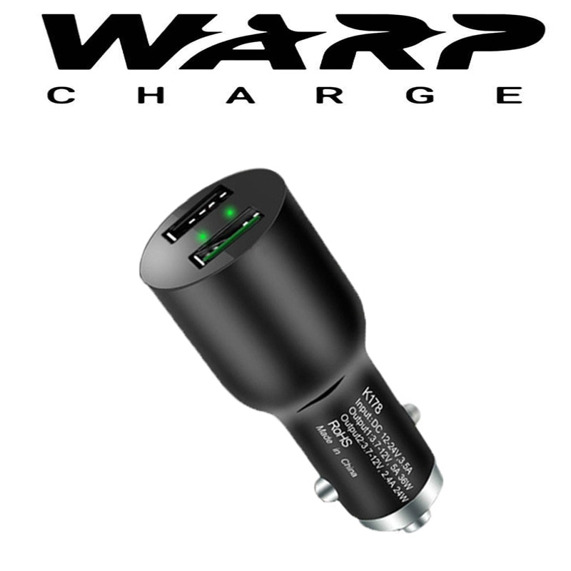 Dual USB Warp Car Charger 5V/6A Dash Charger For Oneplus 7T Pro/7T/7/7 Pro / 6T/6/5T/5/3T/3 Fast Car Charging Car Charger